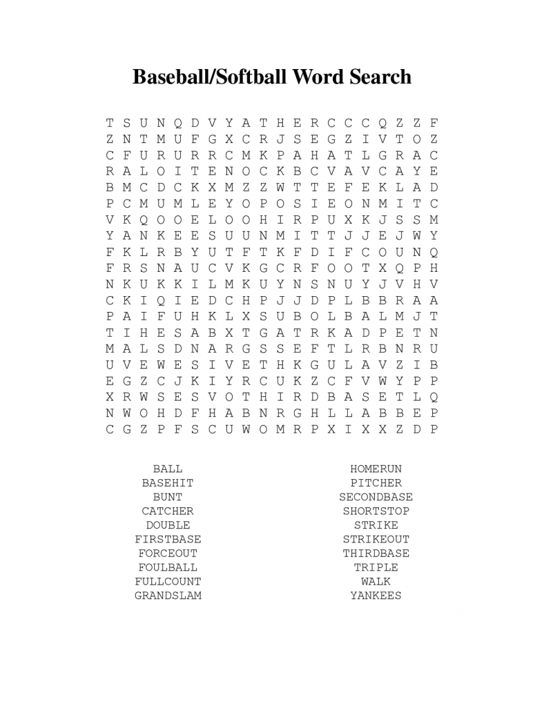 Free Baseball Word Search | Activity Shelter