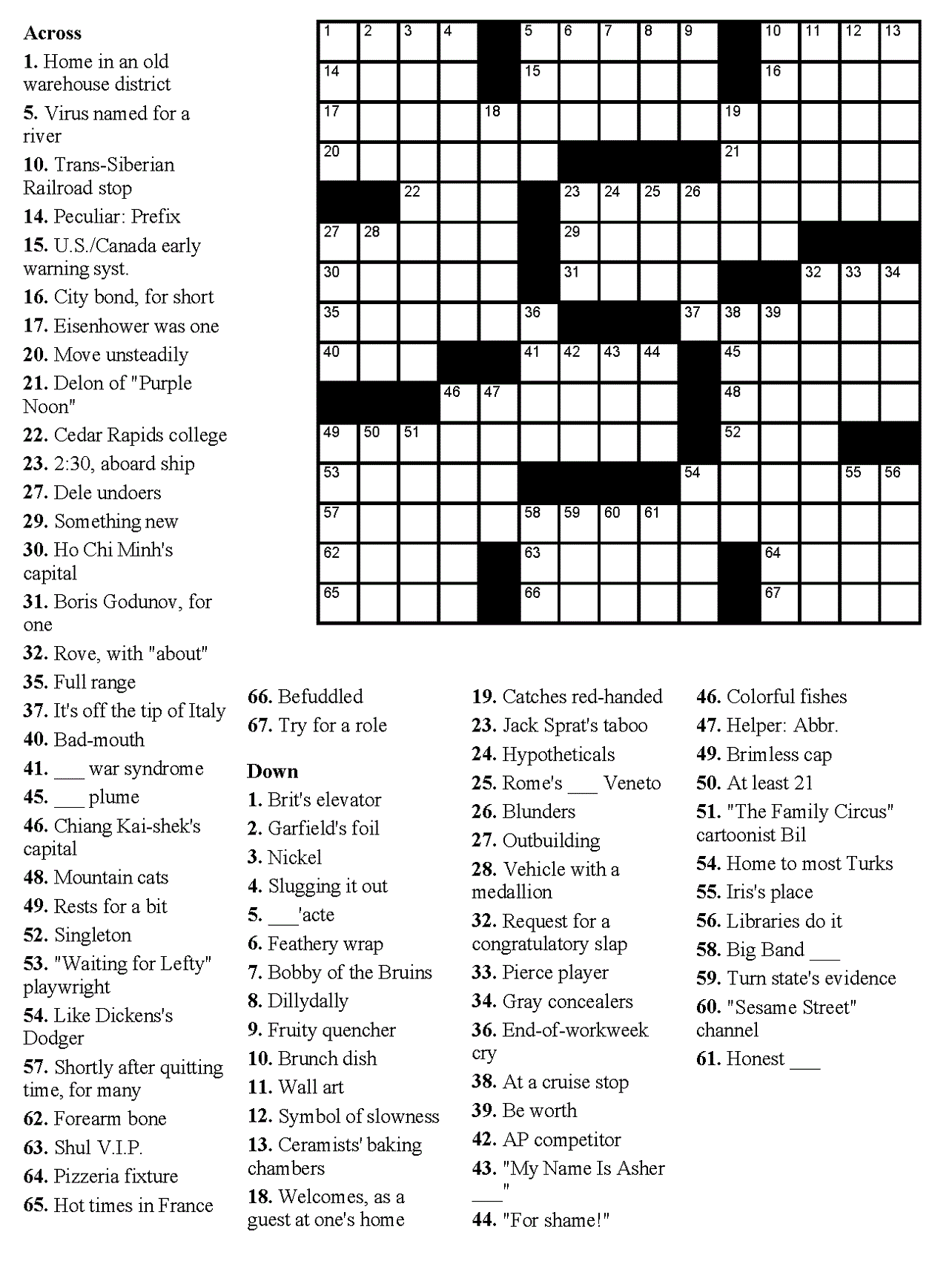 large print easy crosswords seniors