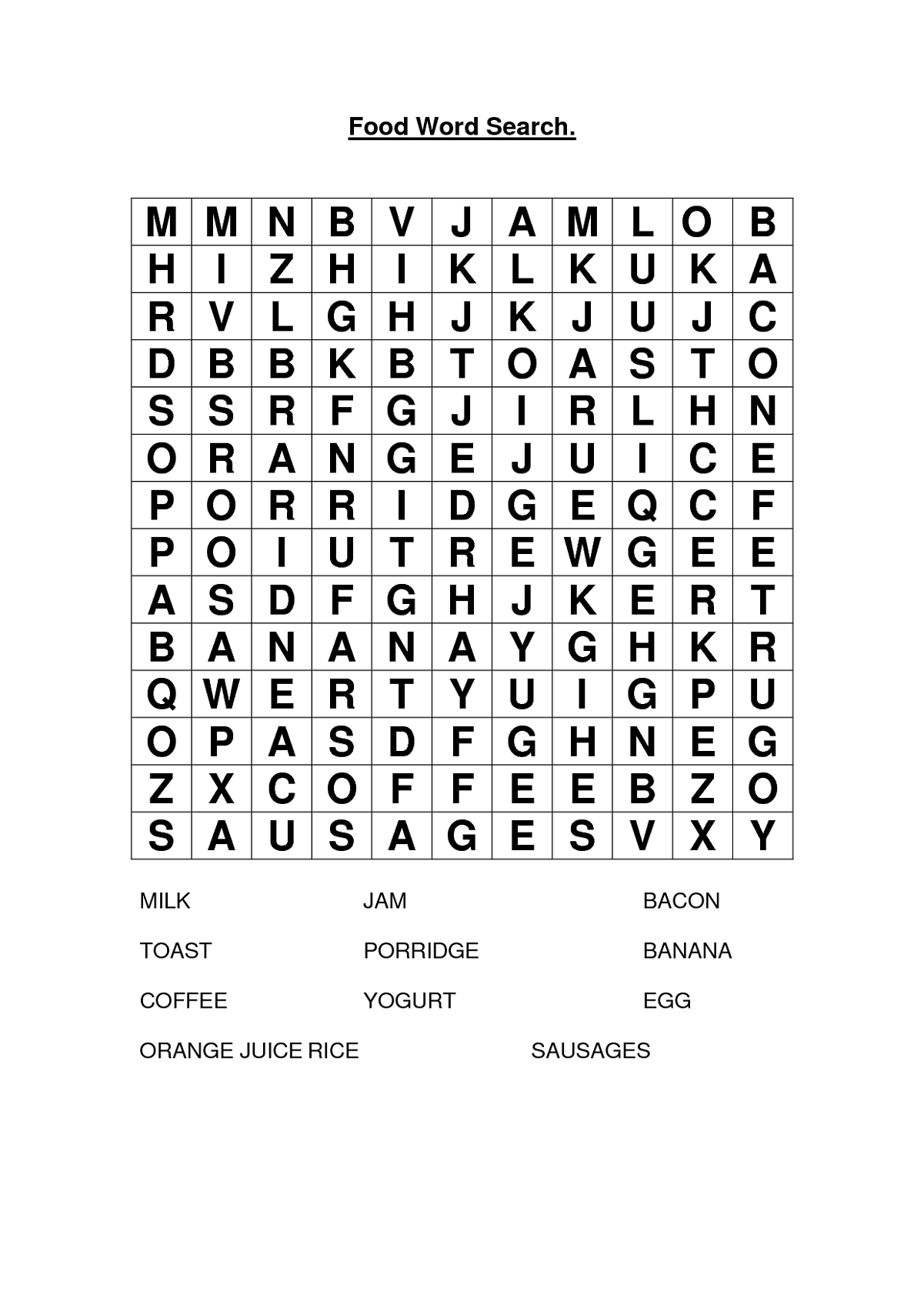 Easy Food Word Search For Kids Activity Shelter