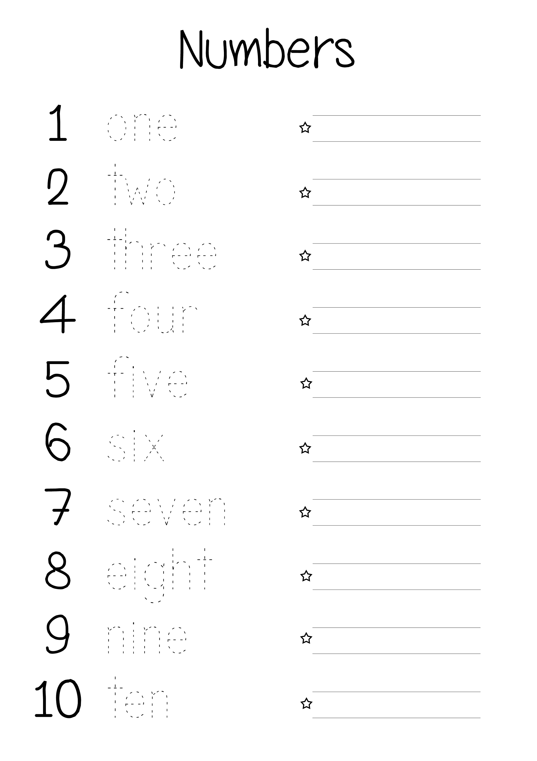 Number To Words Worksheets Kindergarten