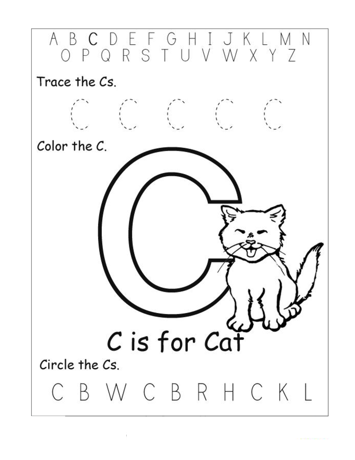 Tracing Letter C Worksheets