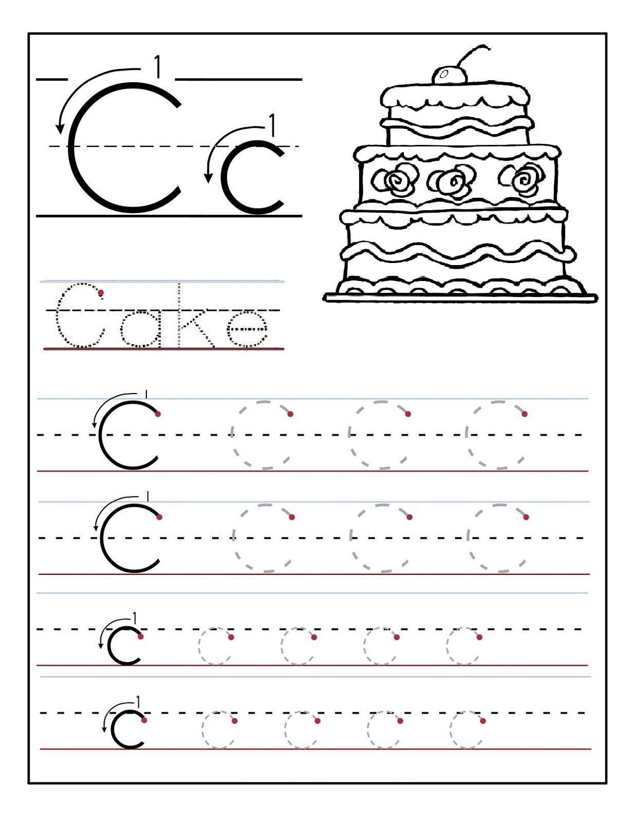 Trace The Letter C Worksheets Activity Shelter