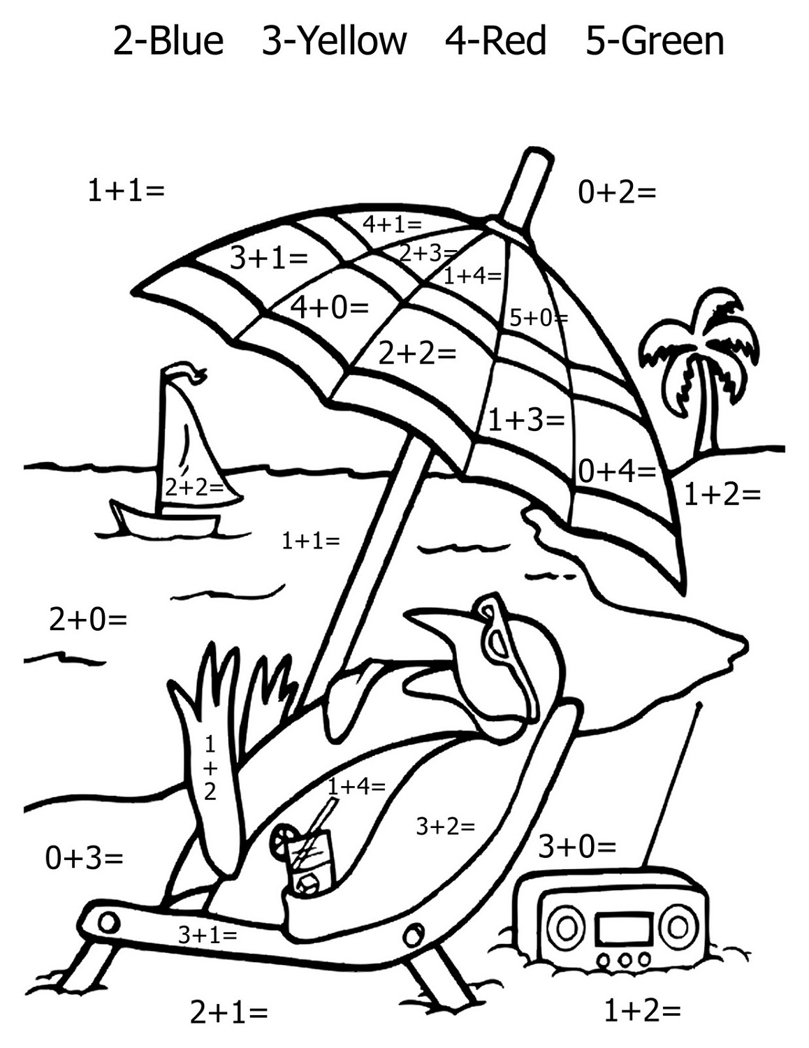 Beach Multiplication Math Worksheets