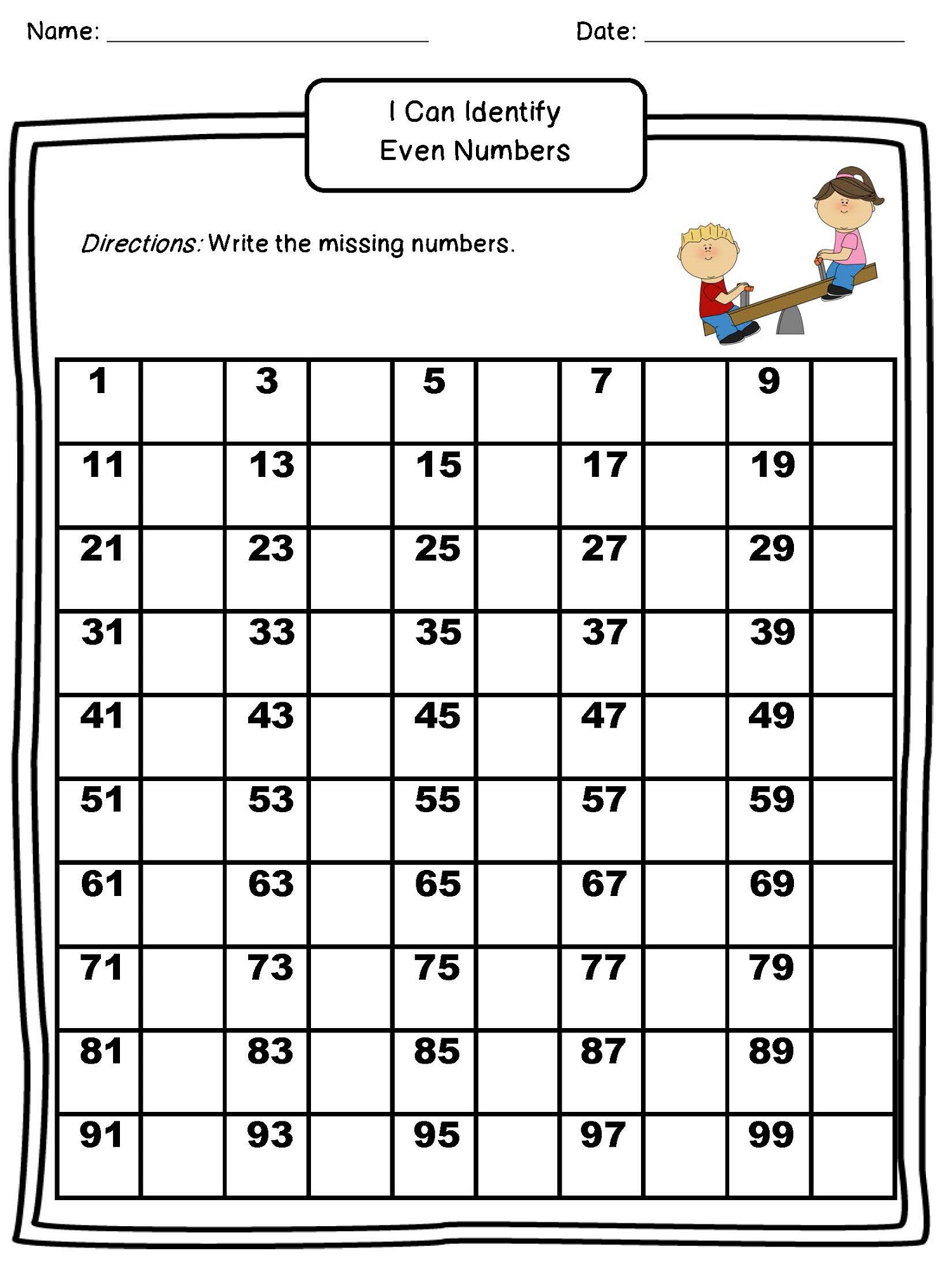 Odd And Even Numbers Free Printable Worksheets