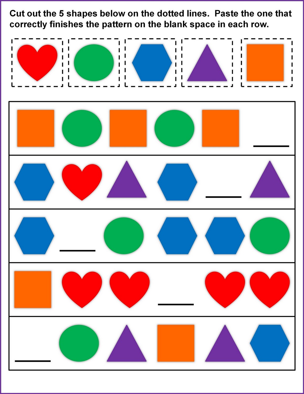 math pattern worksheets for kindergarten