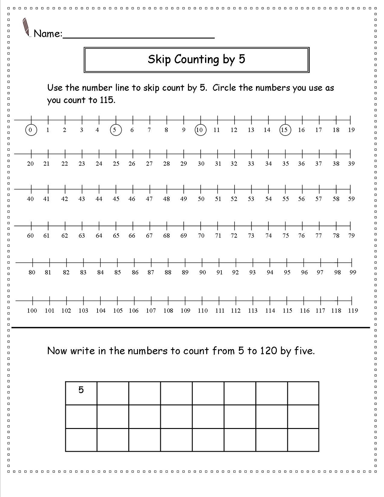 Skip Count By 5 Worksheets Activity Shelter