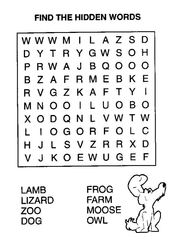 Free Easy Word Searches For Kids Activity Shelter