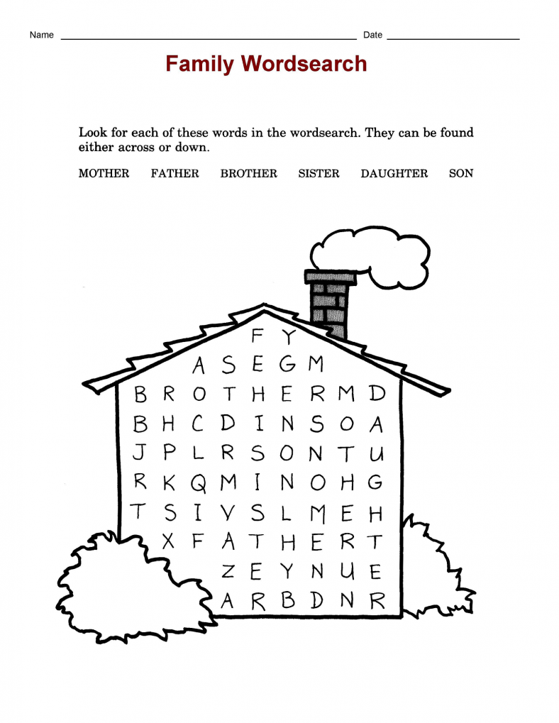 Family Word Search Printable Activity Shelter