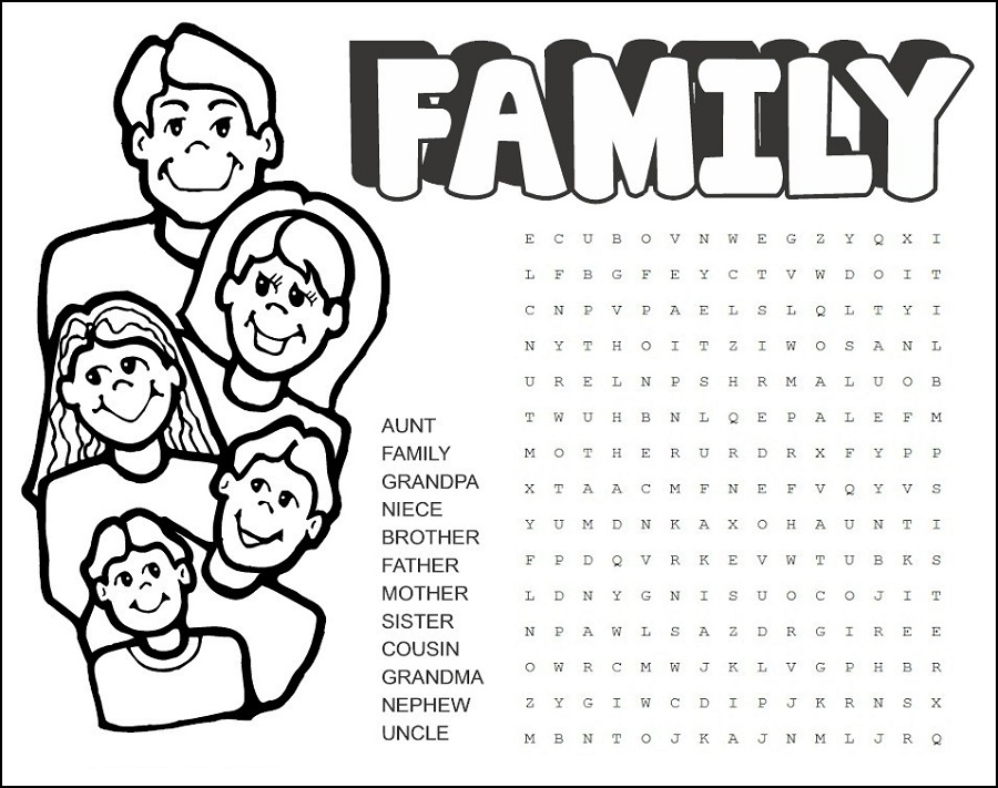 Family Word Search Printable Activity Shelter