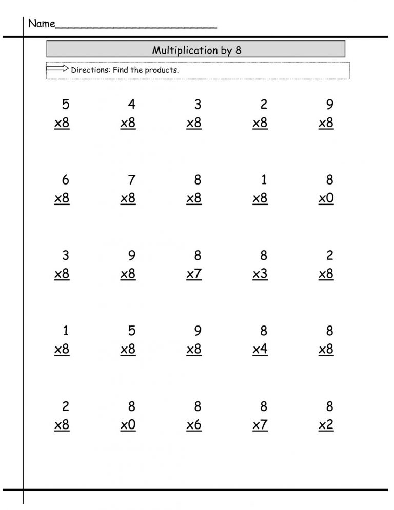 Multiply by 8 Worksheets | Activity Shelter