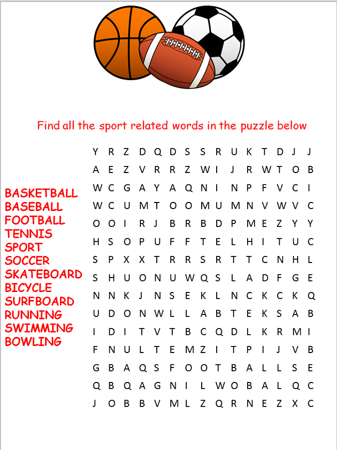 Free Printable Worksheets On Sports