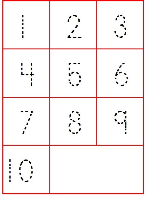 Numbers Tracing Worksheets For Kindergarten
