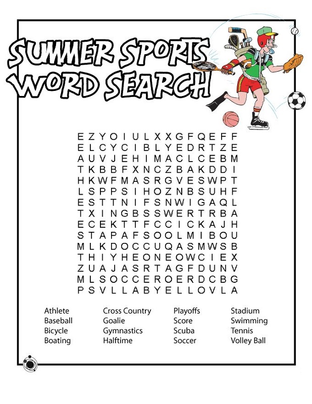 Free Sport Word Searches Activity Shelter