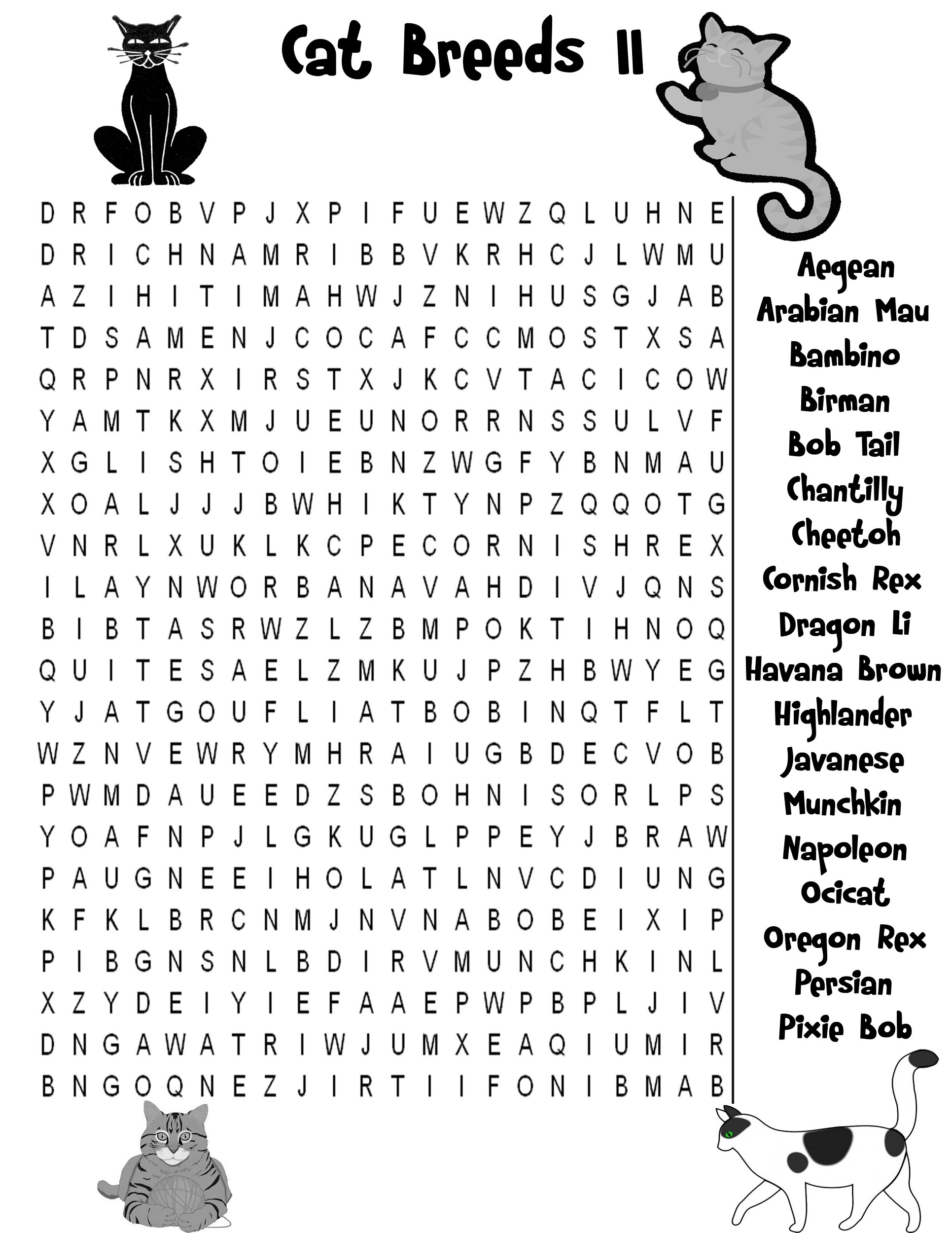 Cat Word Search To Print Activity Shelter