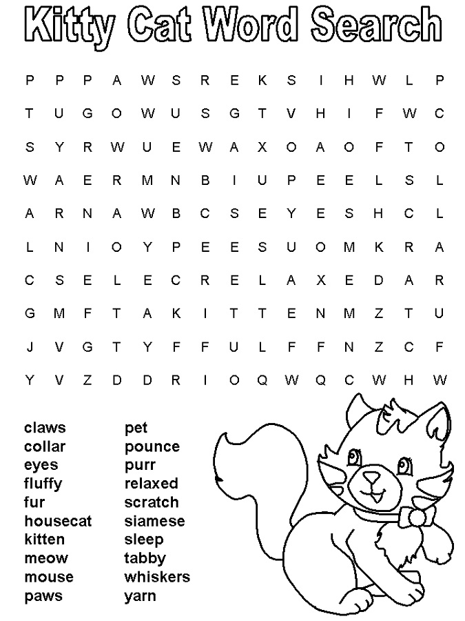 Cat Word Search to Print | Activity Shelter