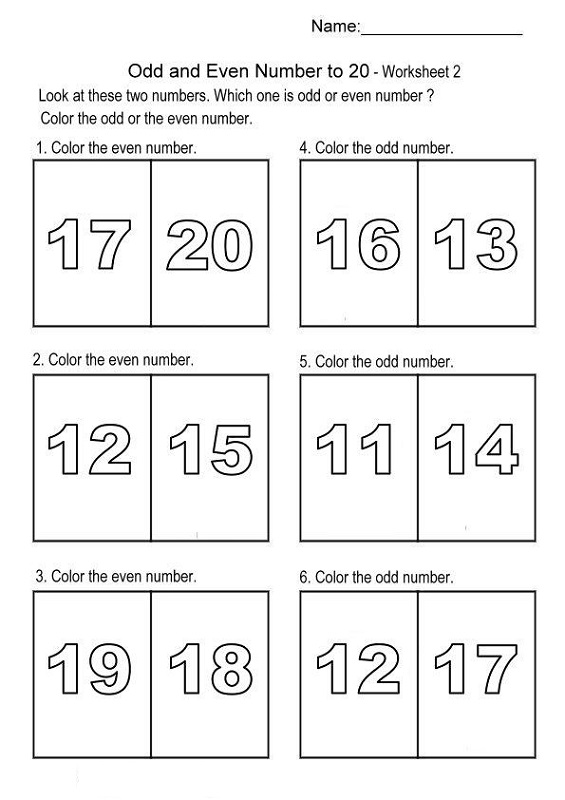 Odd And Even Numbers Chart Worksheet