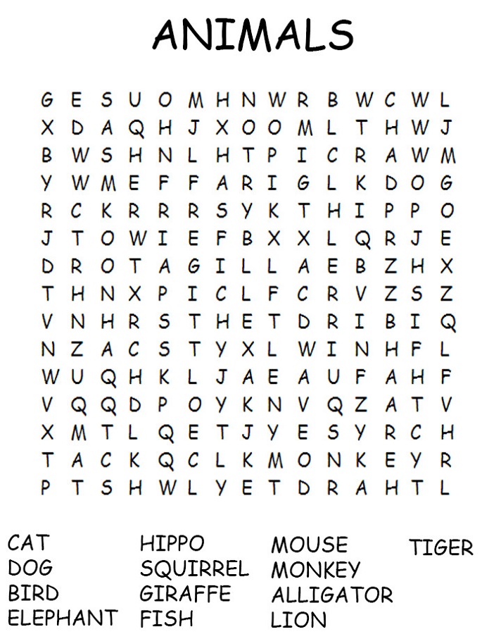 Word Search For Children Activity Shelter