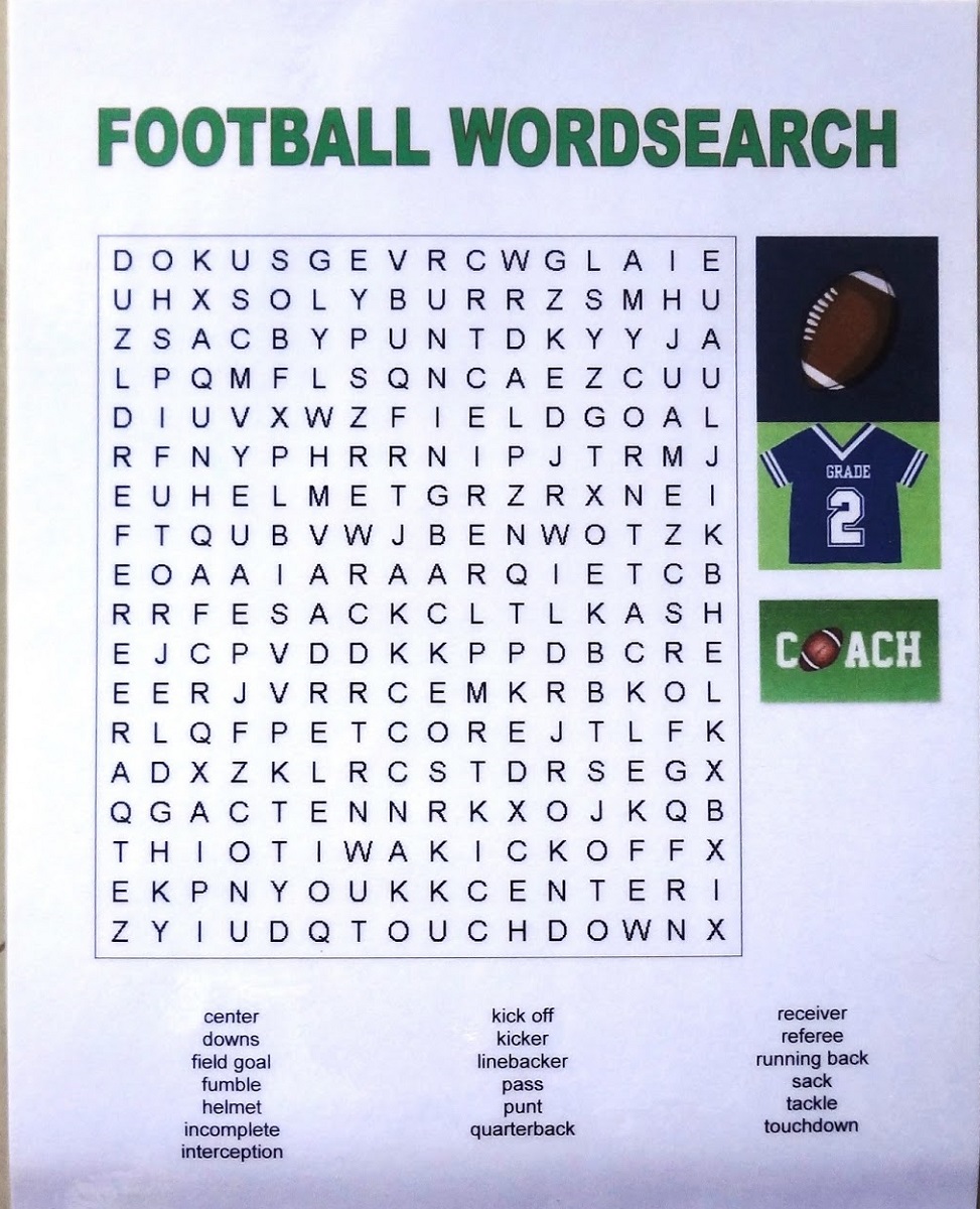printable football word search activity shelter