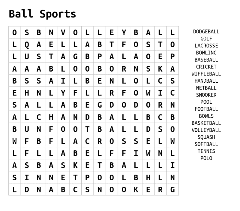 Sport Word Searches To Print Activity Shelter