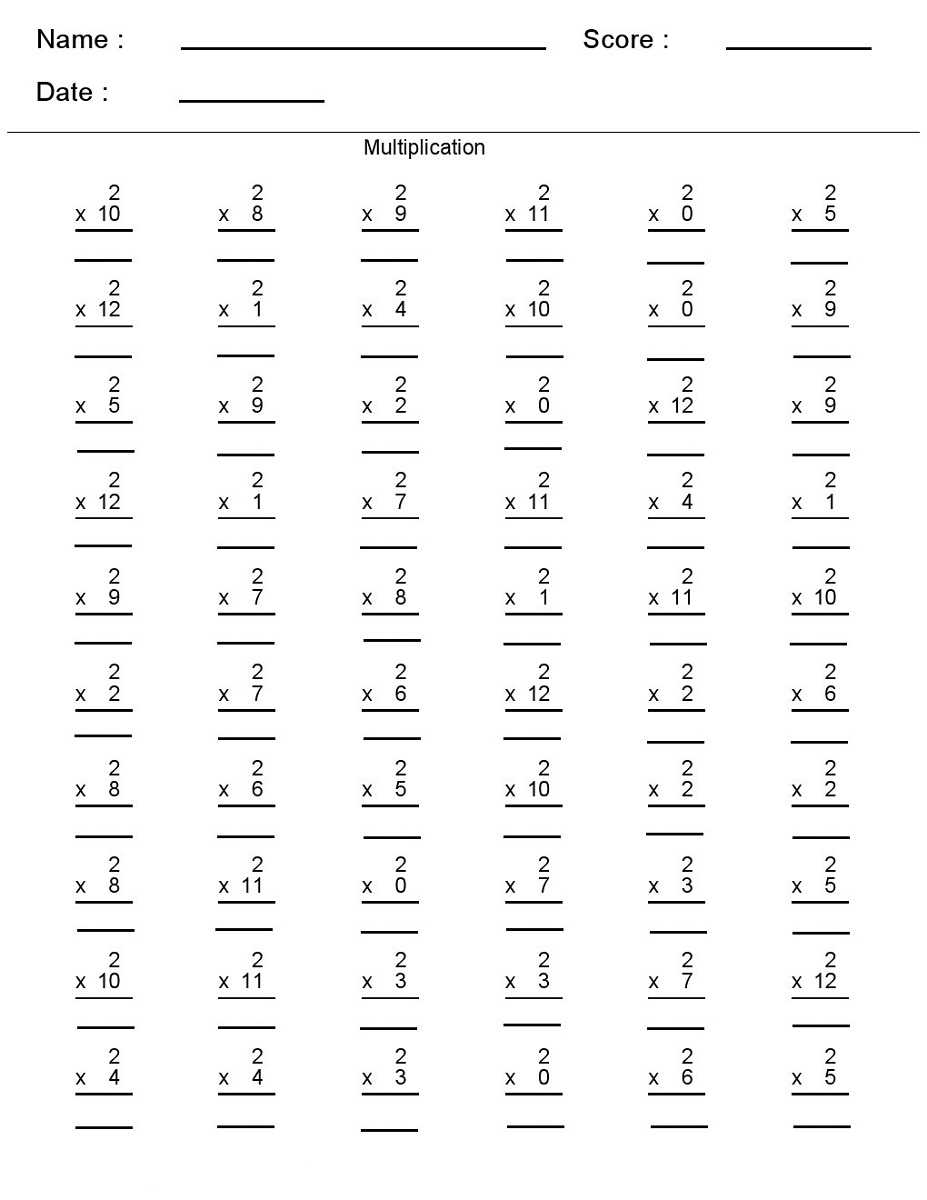 multiplication 2 times table worksheets 1