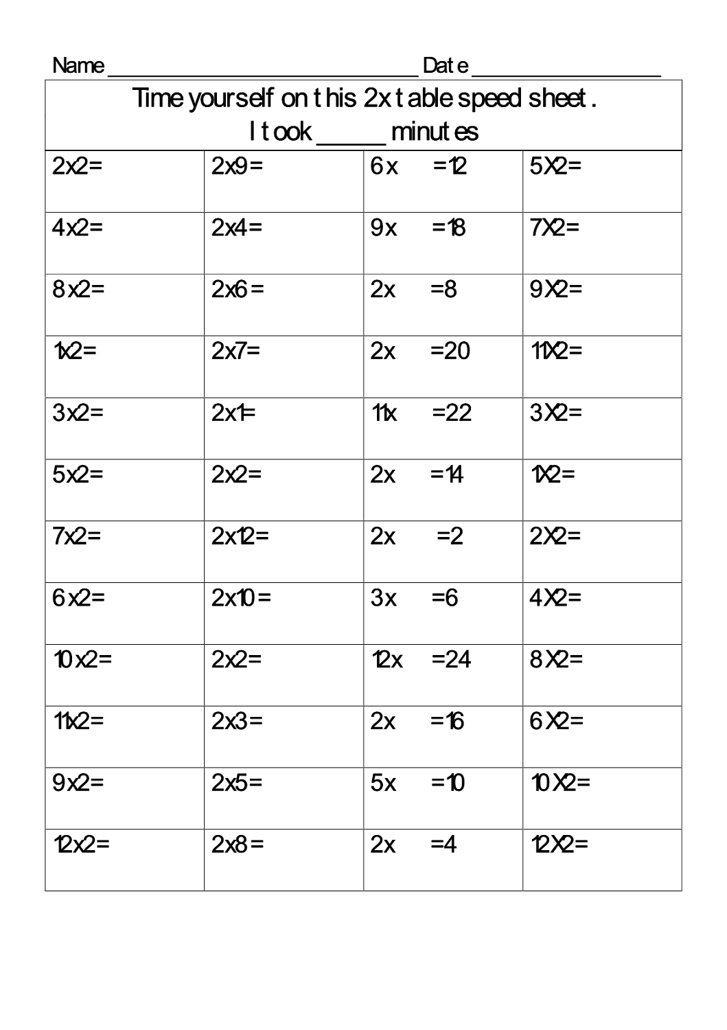 Printable 2 Times Table Worksheets Activity Shelter