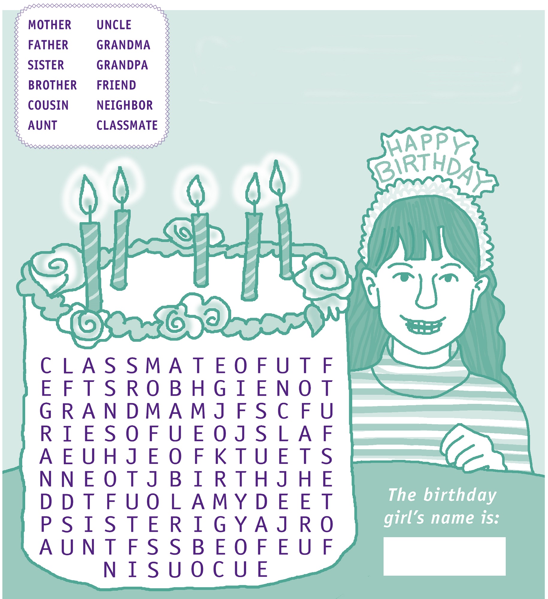 Happy Birthday Word Search Activity Shelter