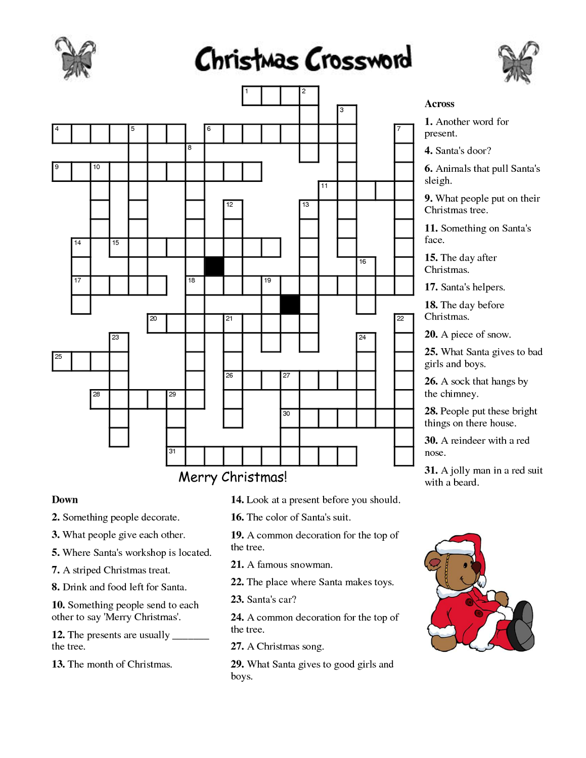 Printable Crossword Puzzles For Kids Printable Blank World