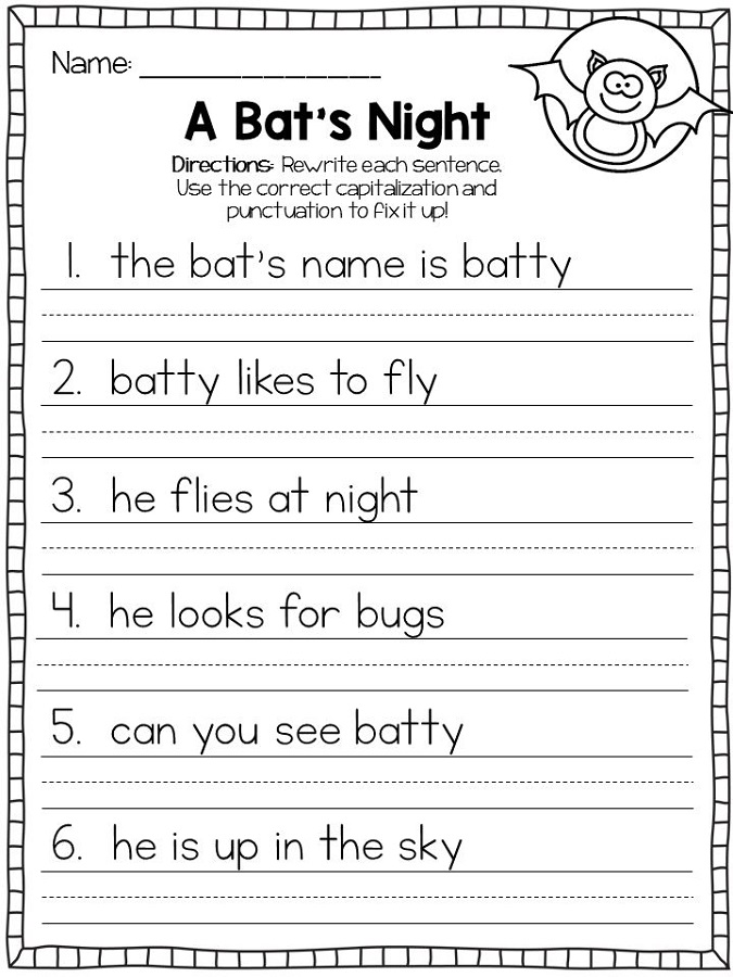 Capitalize The First Word In A Sentence Worksheet
