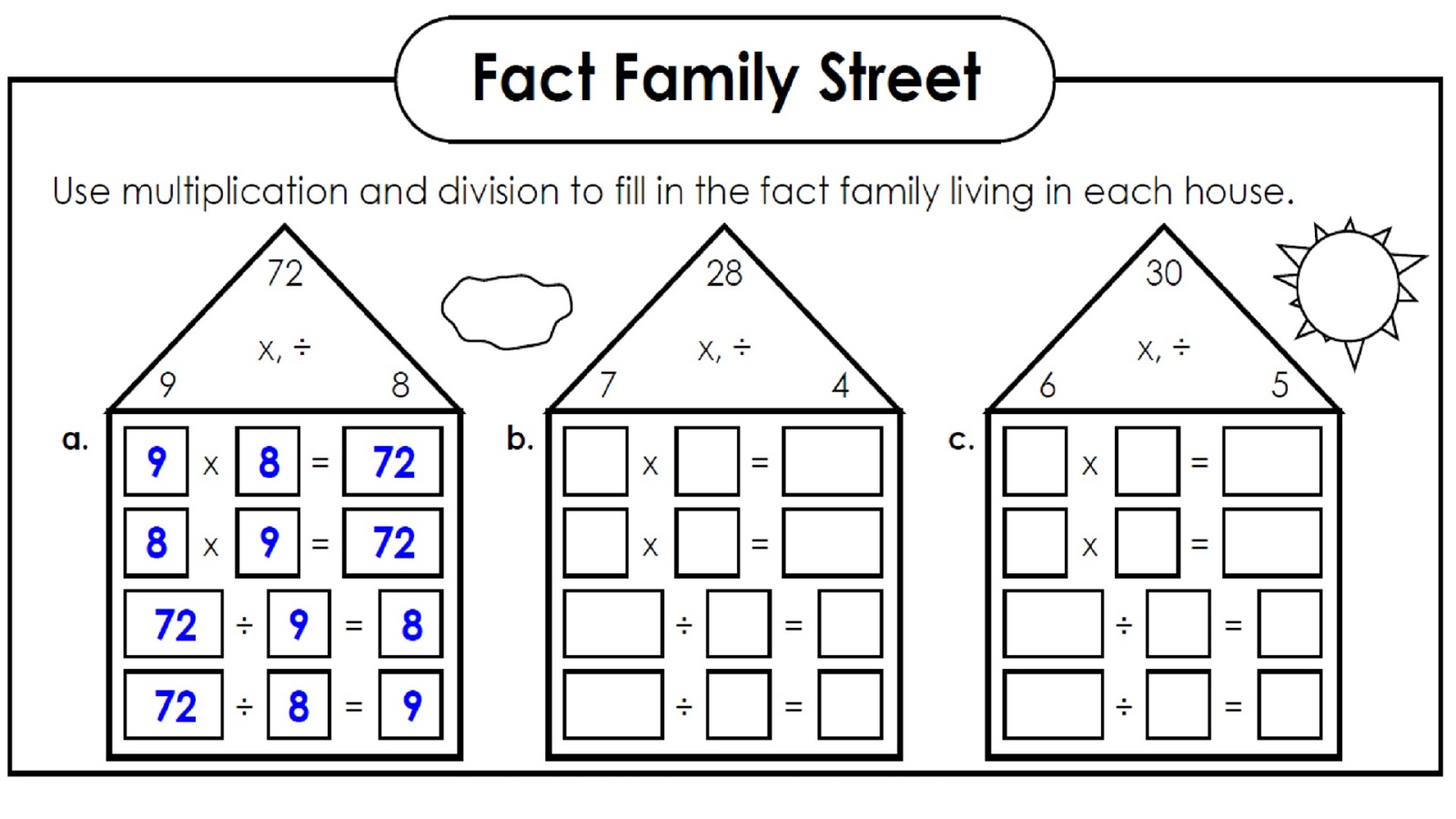 Fact Family Worksheets Printable Activity Shelter