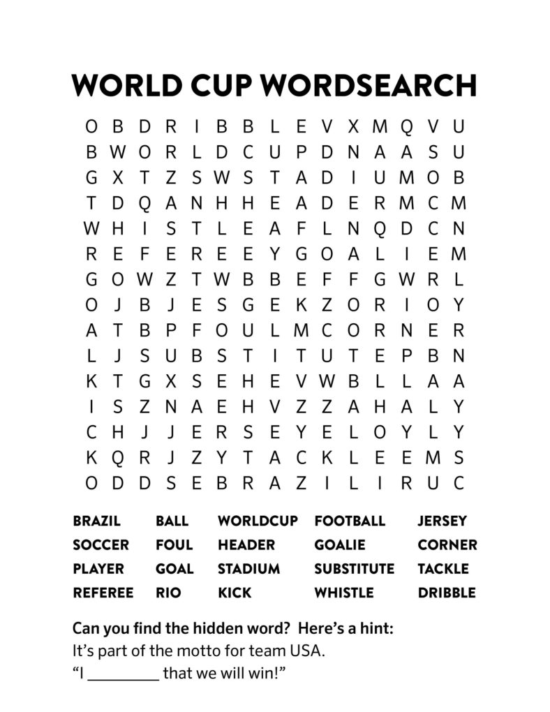 Word Search Football To Print Activity Shelter