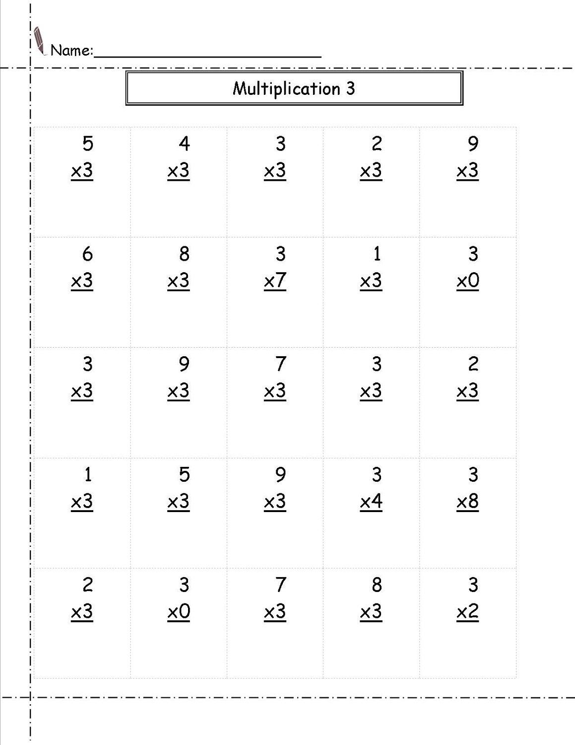 New 3 Times Table Worksheets To Print Activity Shelter