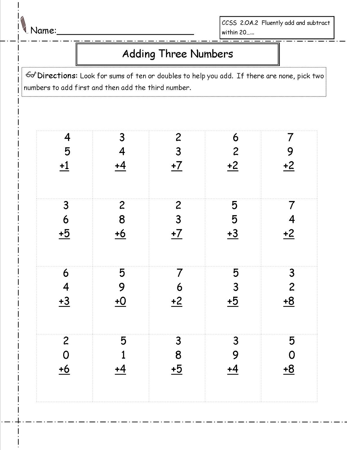 Free 2nd Grade Printable Math Worksheets