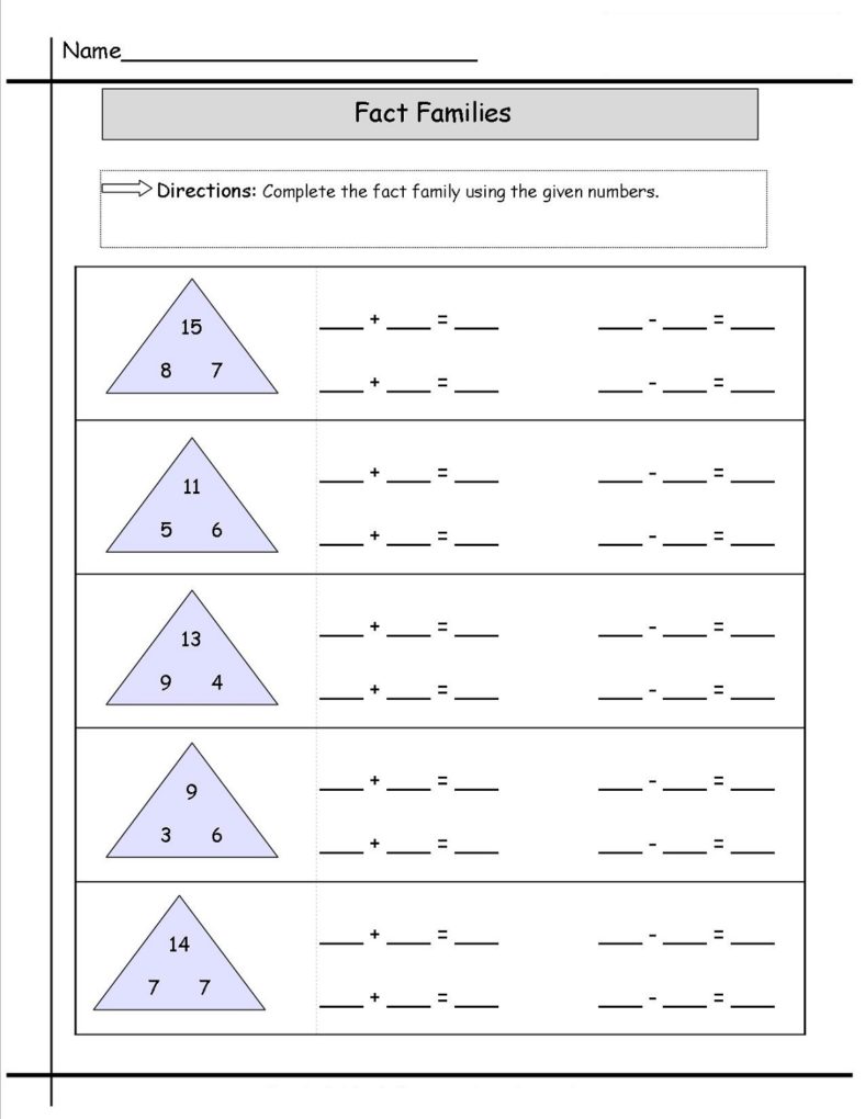 Math Fact Families Worksheets Printable Activity Shelter