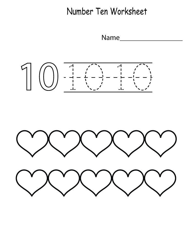 Number 10 Worksheets For Preschool Activity Shelter