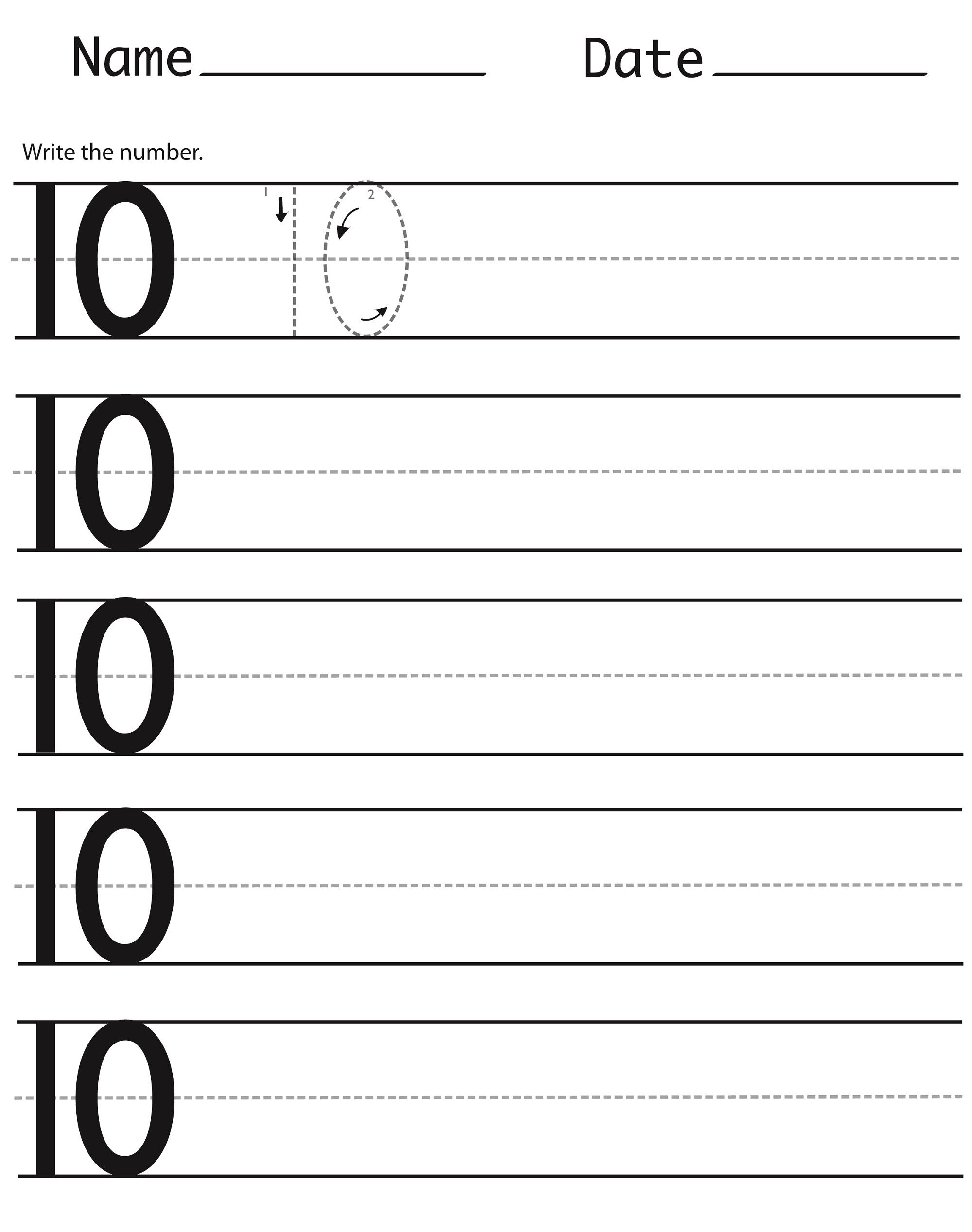 Number 10 Worksheets For Preschool Activity Shelter