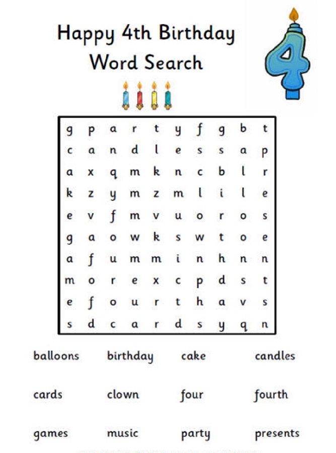 Word Search By Birthday Activity Shelter