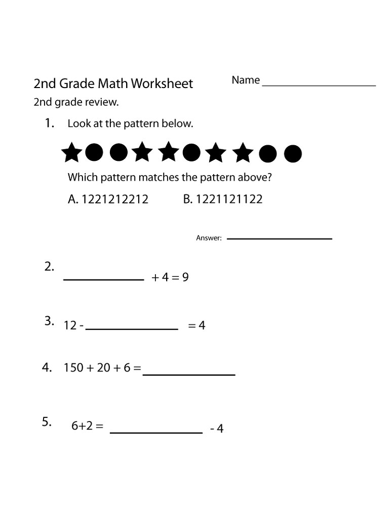 math homework sheets for 2nd graders