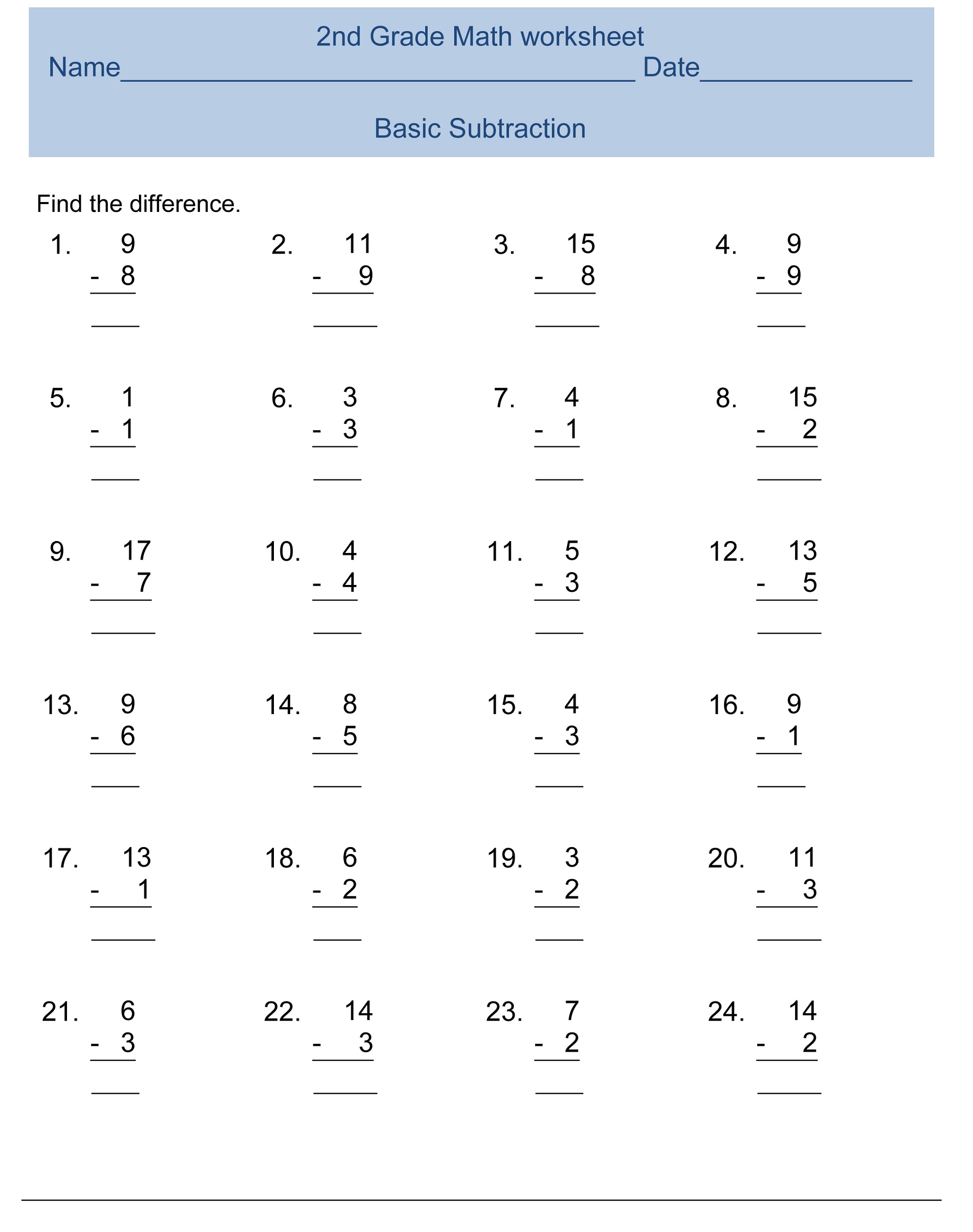 Free Printable Math For 2nd Graders