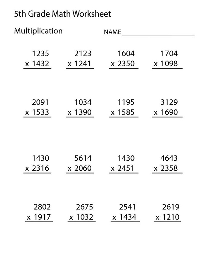Free Printable 5 Grade Math Worksheets