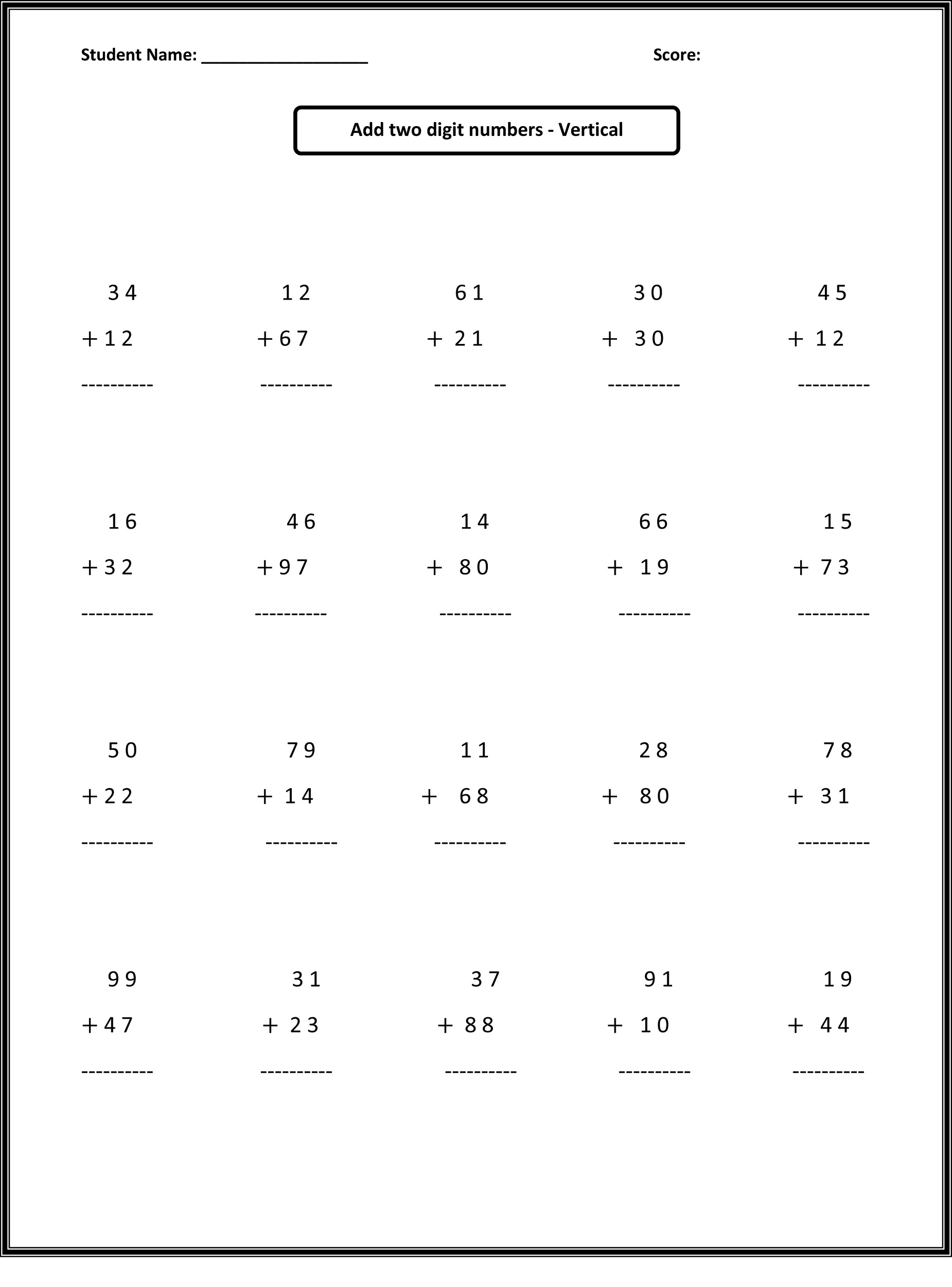 Free Printable Worksheets 2nd Grade Math
