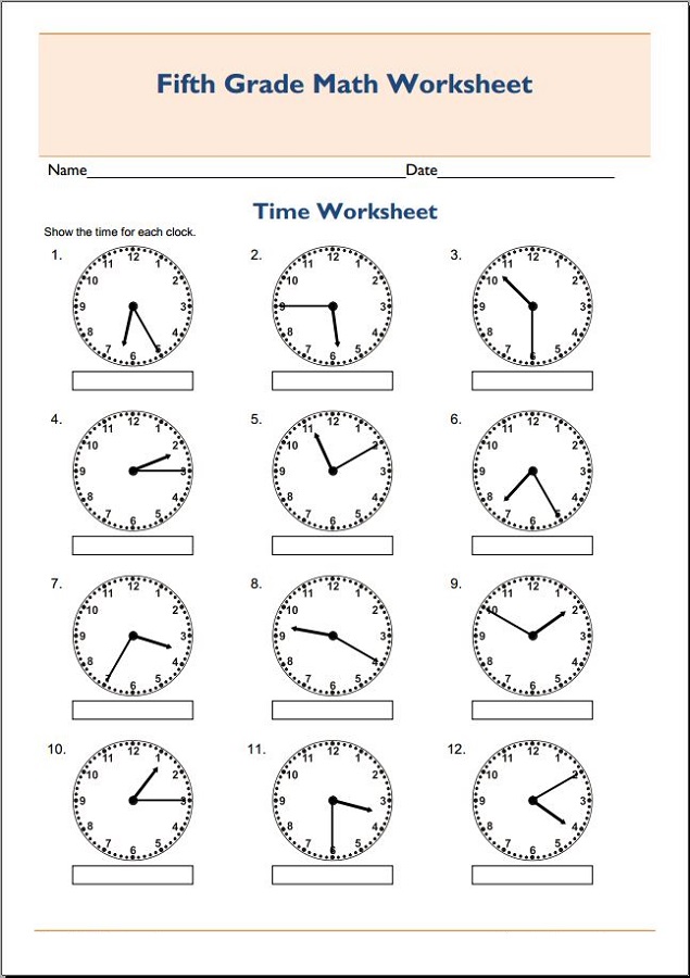 Free Printable Worksheets Grade 5