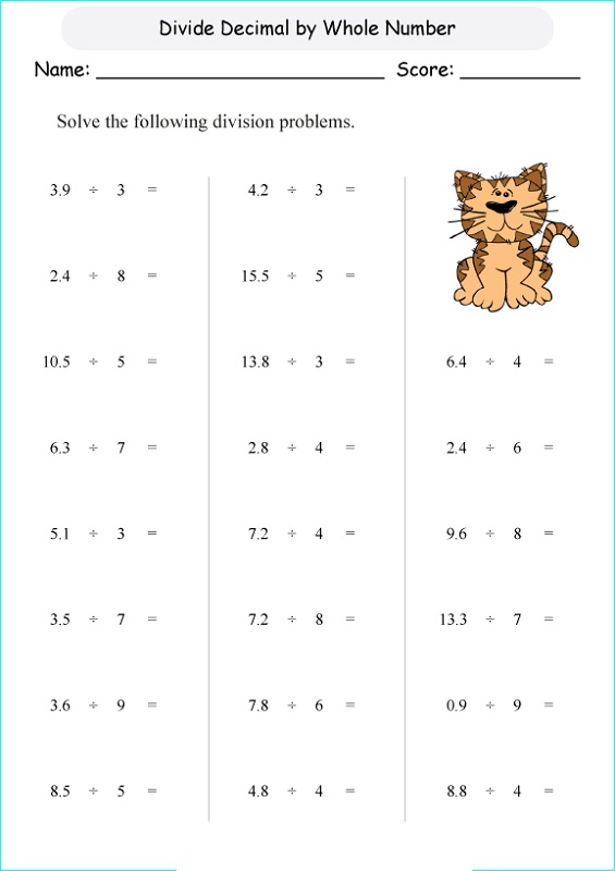 Grade 6 Math Worksheet Decimals Addition Of Decimals With 3 Digits 4th Grade 5th Grade Math