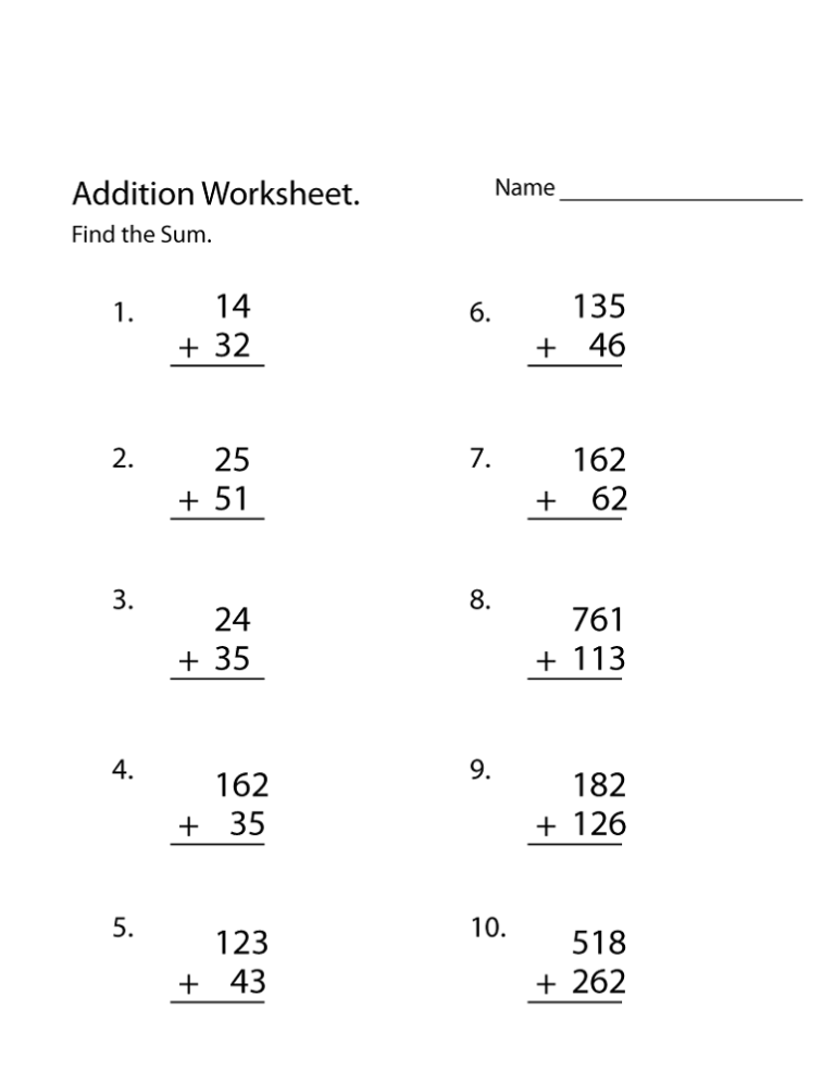 Free Printable Math Sheets to Print | Activity Shelter