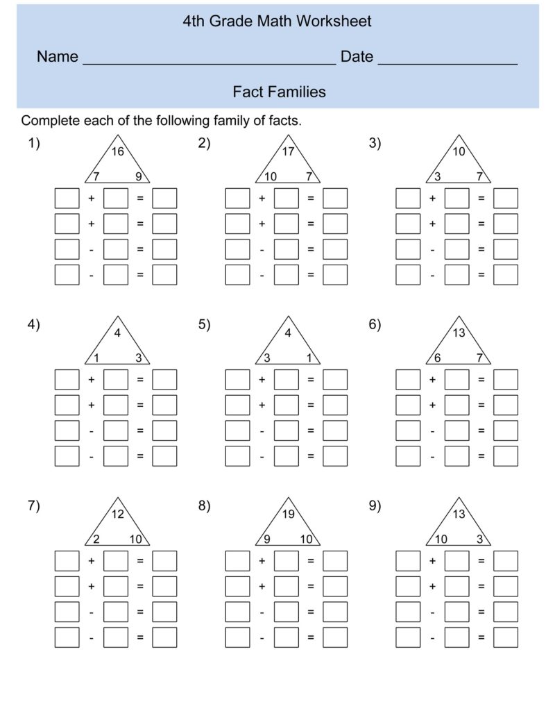 math-families-worksheets