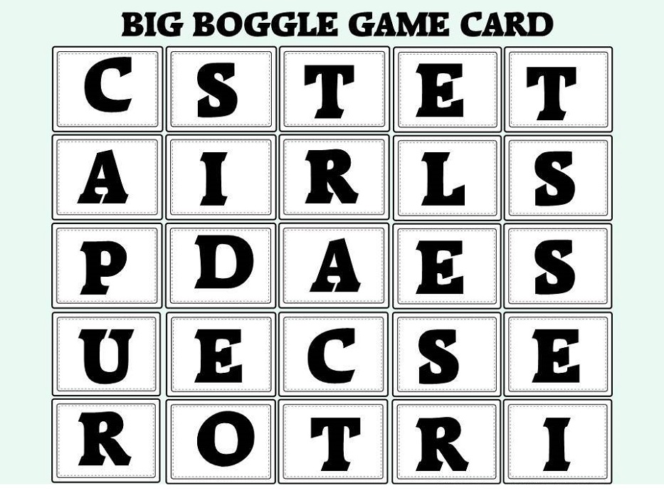 Free Printable Boggle Game