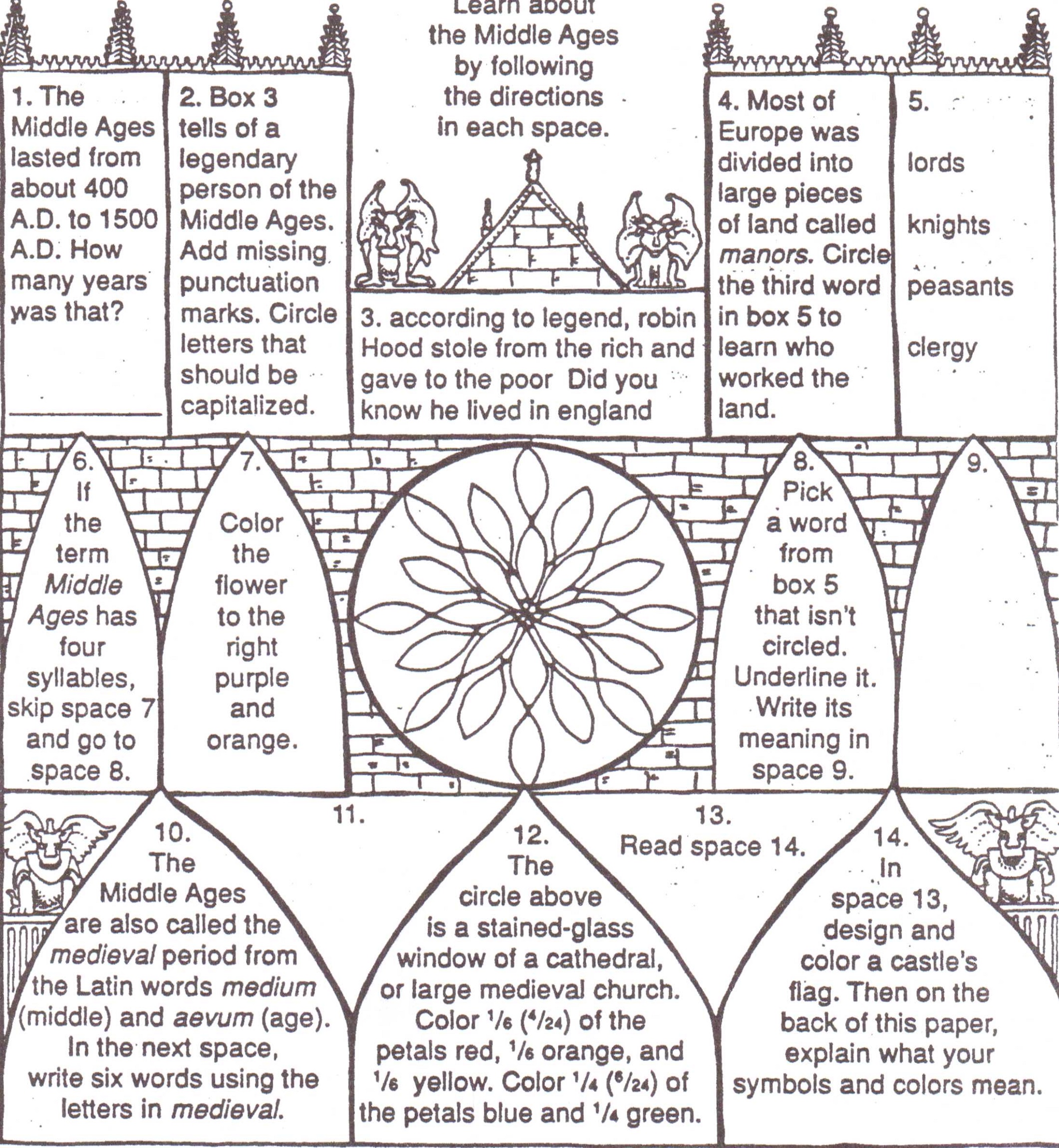 Free Printable Medieval Times Worksheets
