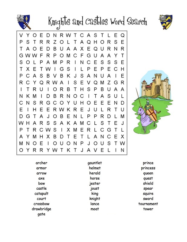 Middle Ages Word Search Puzzling Challenge Activity Shelter