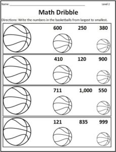 basketball themed math worksheets activity shelter