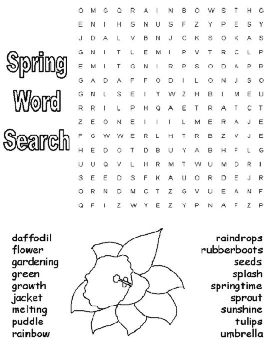 Spring and May Day Word Search Handouts | Activity Shelter