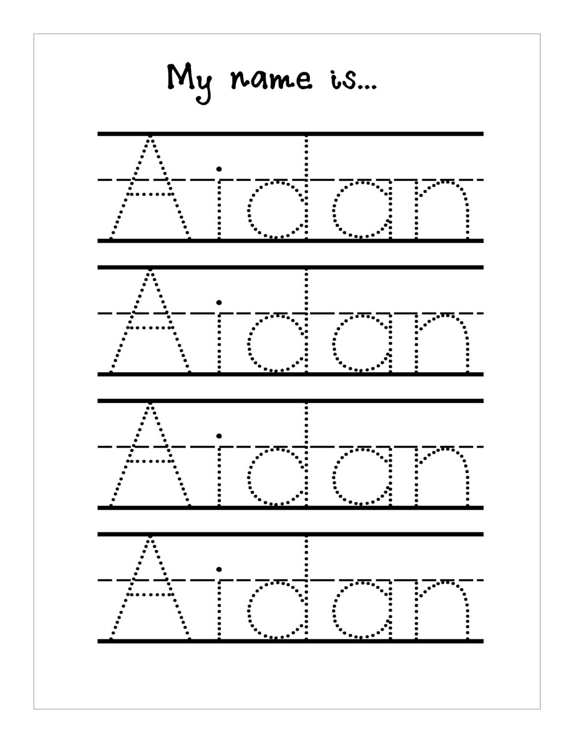 Handwriting Practice with Trace Name Worksheets | Activity Shelter